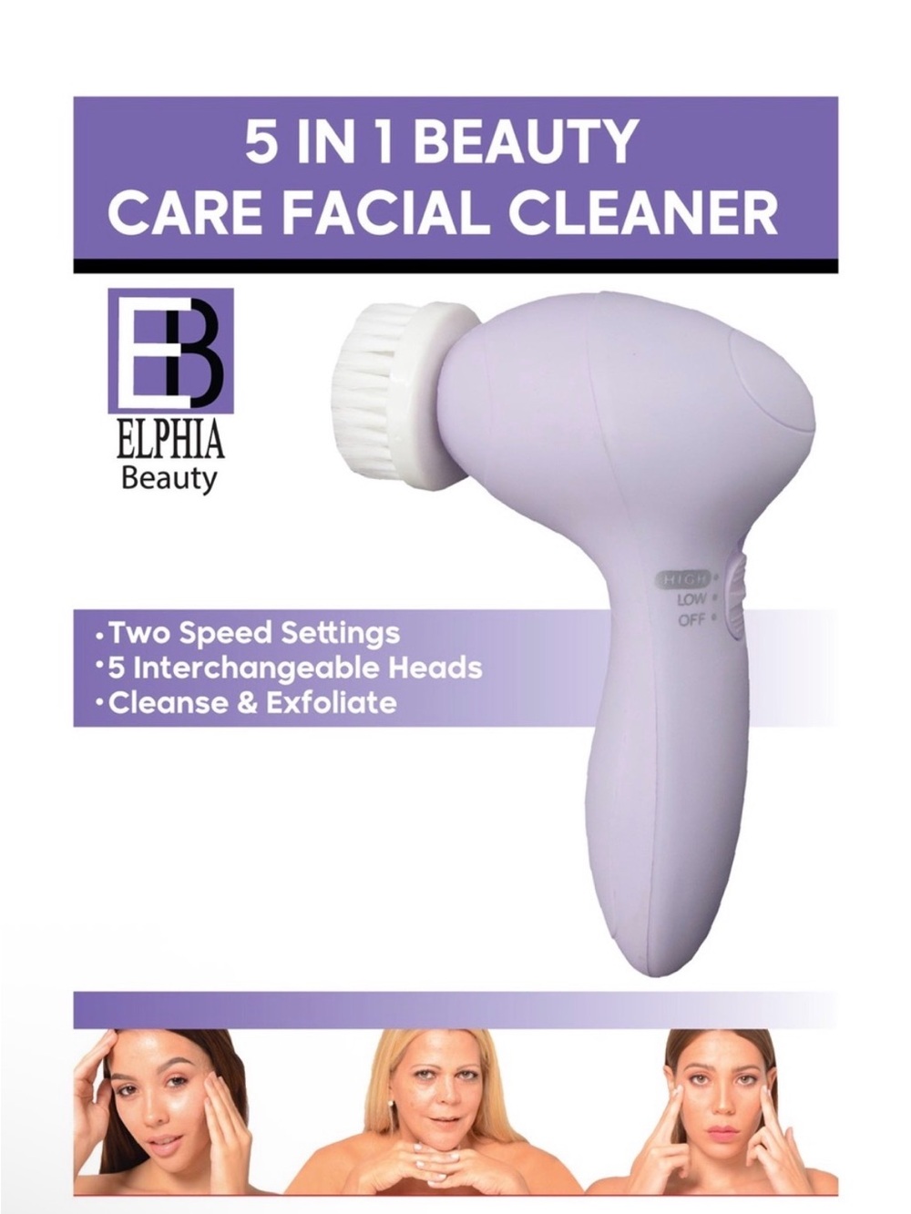 5-in-1 Facial Cleansing Brush - Lavender